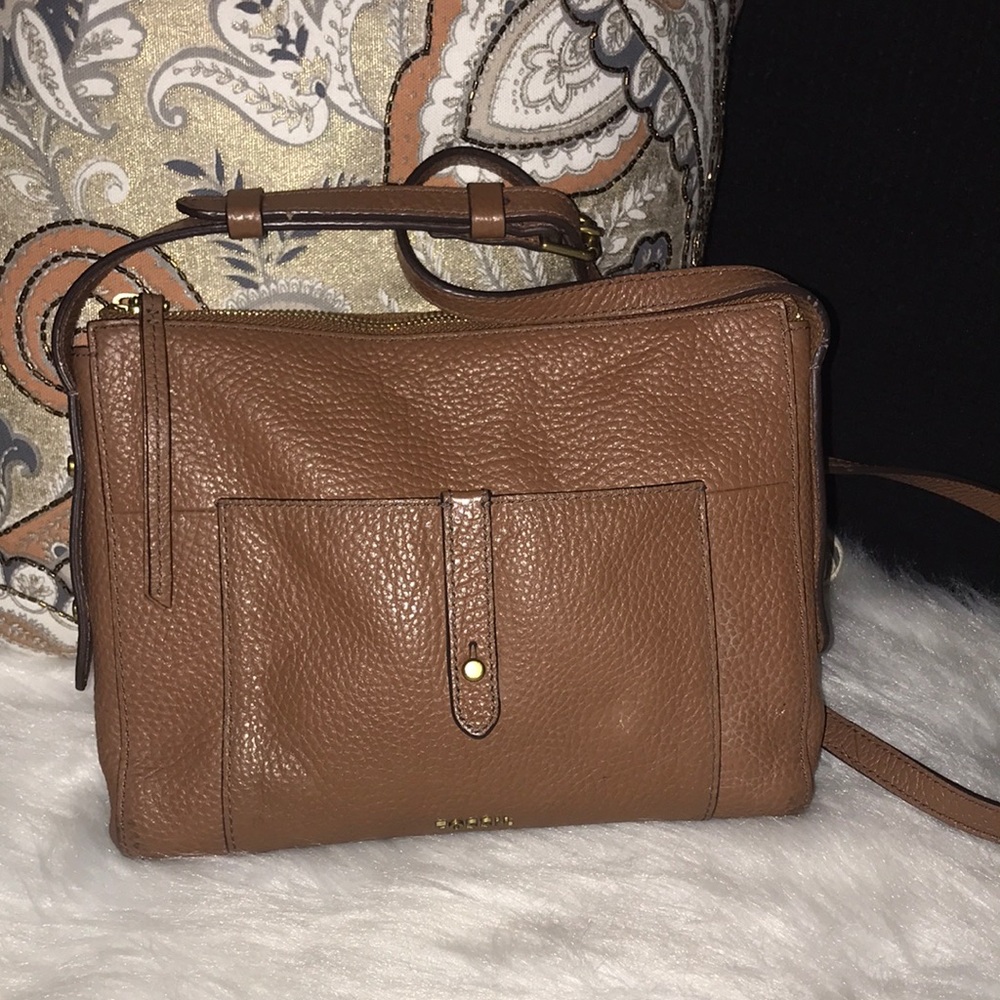 Fossil Brown Leather Crossbody Bag